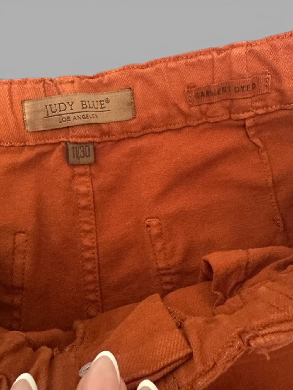 Judy Blue Garment Dyed Auburn Orange Double Cuff Jogger Jeans Size 11/30 - Picture 10 of 14